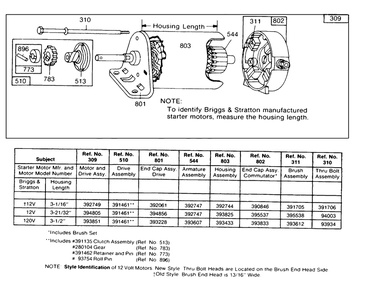 Electric Starter And Chart Diagram and Parts List for 191707-5642-XX  Briggs and Stratton Engine